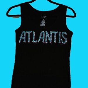 Girls Trip  Atlantis rhinestone   black sleeveless tank sz XS S M L XL XXL 1X…